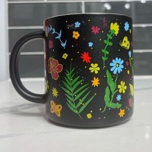 Starbucks Black Mug with Colorful Floral Design 14oz Coffee Tea